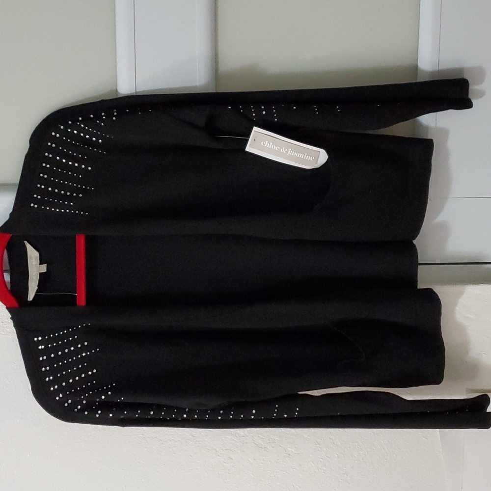 Cloe & Jasmin Open Cardigan with Rhinestone